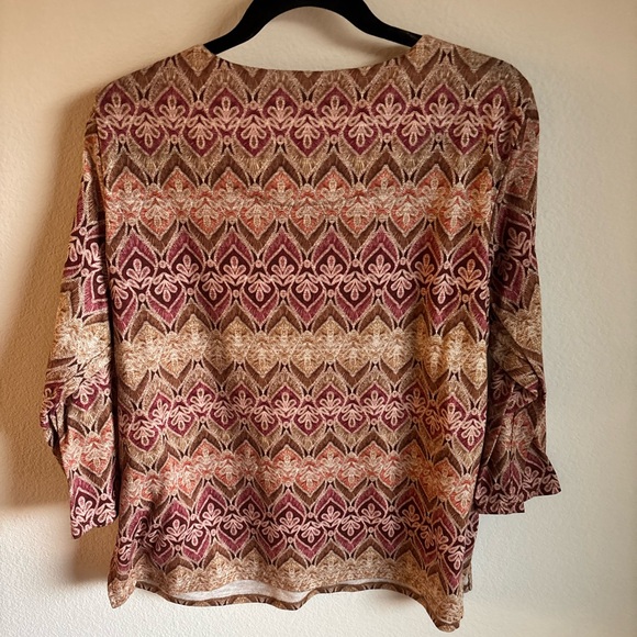 Vintage 70s Style Alfred Dunner Women's Top in Orange, Pink and Tan size Medium - Picture 8 of 10